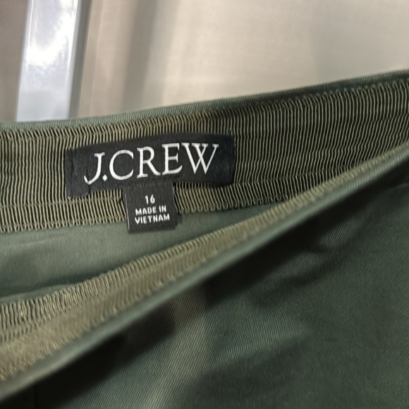 J. Crew Womens Olive Green Cotton Blend A Line Mini Skirt Size 16 - Picture 2 of 4